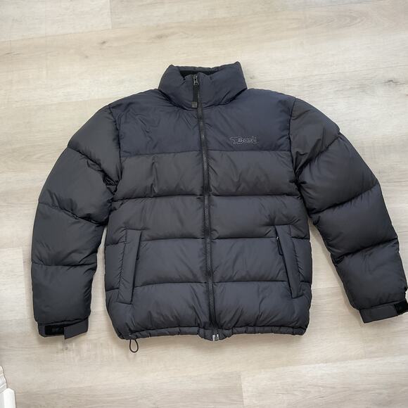 VTG Bear USA Down Feather Full Zip Puffer Jacket Black Large